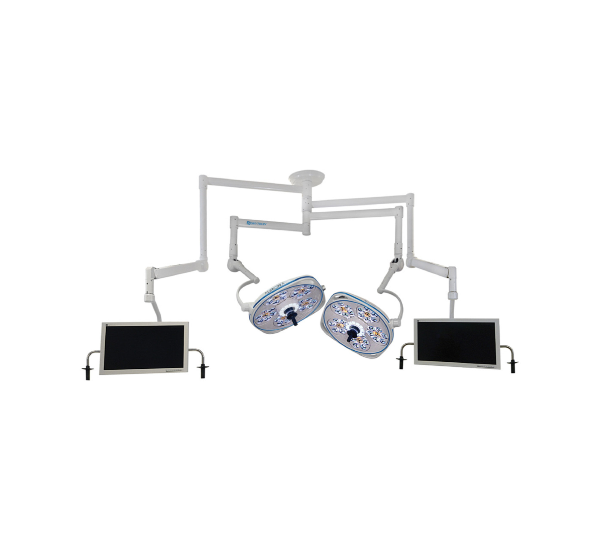 Dual, Variable-Focus 24 Inch LED Surgical Lighting Fixture with Dual Monitor Arms